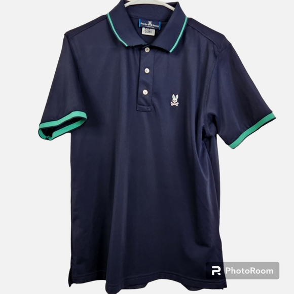 Psycho Bunny 🐰 Men's Short Sleeve Polyester Spandex Blend Polo Size 5/Medium - Picture 1 of 5